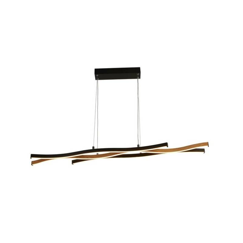Searchlight Led Hängeleuchte Bloom Swirl Hängelampe Deckenlampe Led Schwarz/Holz B-Ware von Searchlight