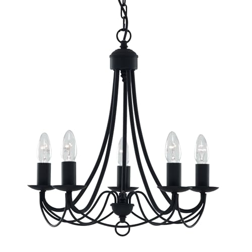 Searchlight Maypole - 5 Light Multi Arm Deckenanhänger Schwarz, E14 von Searchlight
