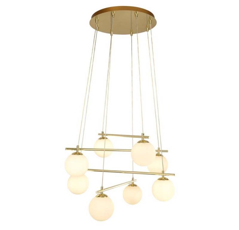 Searchlight Pendelleuchte, Leuchtmittel nicht inklusive, Kris Cross, Opalkugel Mit Goldenem Rahmen 8Flammiger Pendelleuchte Searchlight Pendelleuchte, Leuchtmittel nicht inklusive, Kris Cross, Opalkugel Mit Goldenem Rahmen 8Flammiger Pendelleuchte von Searchlight