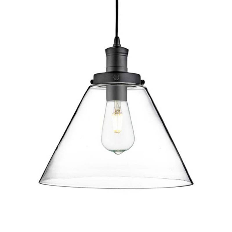 Searchlight Pendelleuchte Hängelampe Lampe Pyramid Schwarz Klar Glas E27 29 Cm B-Ware von Searchlight