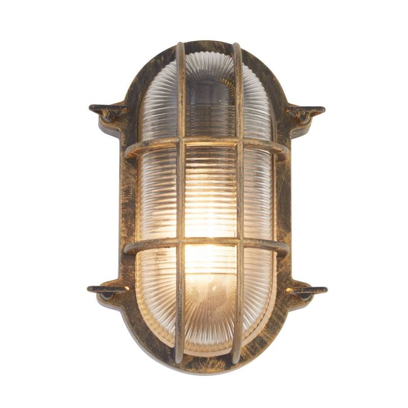 Searchlight Schiffsarmatur Leuchte Porto Oval Schwarz Gold Außenlampe B-Ware von Searchlight