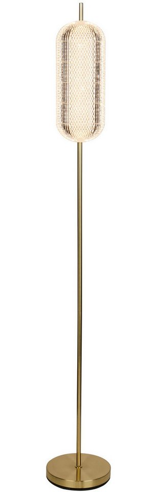 Searchlight Stehlampe Capsule LED Floor Lamp, Satin Brass Metal and Acrylic Shade, LED fest integriert, Warmweiß von Searchlight