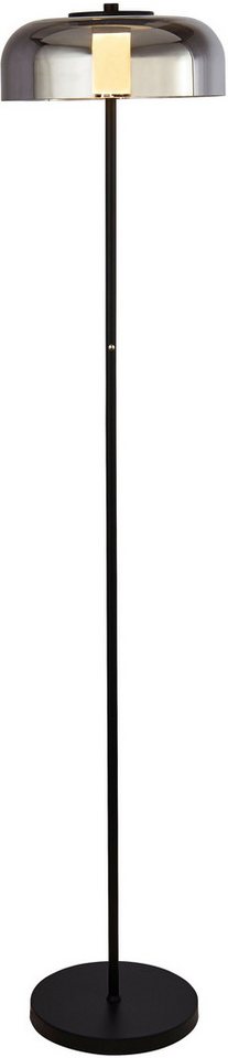 Searchlight Stehlampe Frisbee Floor Lamp - Black Metal & Smoked Glass, LED fest integriert, Warmweiß von Searchlight