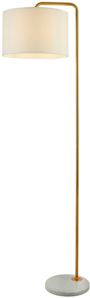 Searchlight Stehlampe Gallow Floor Lamp - Antique Gold, Marble Base & White Shade, Leuchtmittel wechselbar von Searchlight