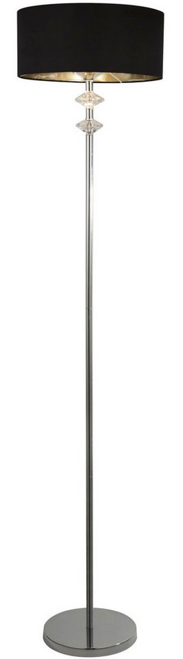 Searchlight Stehlampe Ontario Floor Lamp - Chrome Metal Acrylic & Black Shade, Leuchtmittel wechselbar von Searchlight