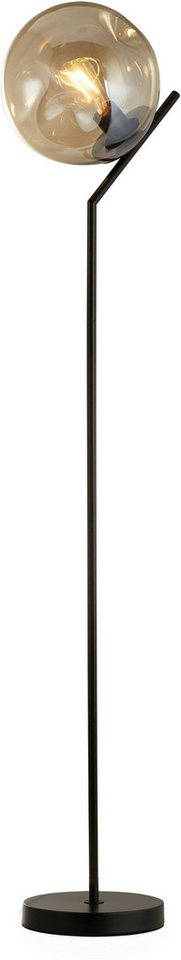 Searchlight Stehlampe Punch Floor Lamp - Black Metal & Champagne Punched Glass, Leuchtmittel wechselbar von Searchlight