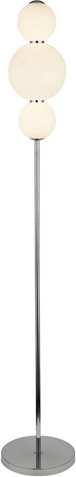 Searchlight Stehlampe Snowball 3Lt Floor Lamp - Chrome Metal & Opal Glass Shade, LED fest integriert, Warmweiß von Searchlight