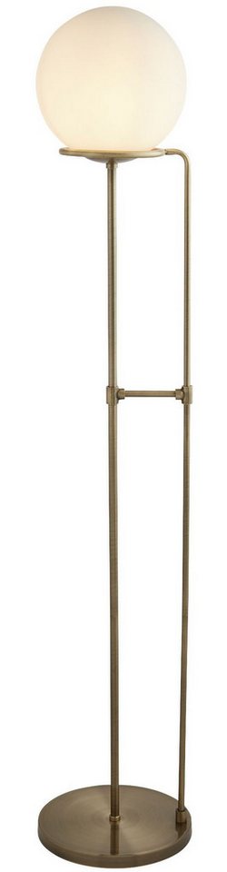 Searchlight Stehlampe Sphere Floor Lamp - Antique Brass & Opal Glass Shade, Leuchtmittel wechselbar von Searchlight