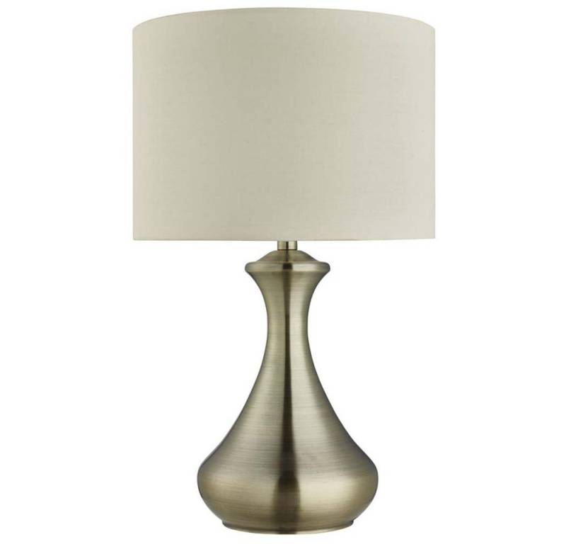 Searchlight Tischleuchte, Nacht Tisch Lampe Touch Leuchte Dimmbar Antik Brass Stoff Wohn Schlaf von Searchlight