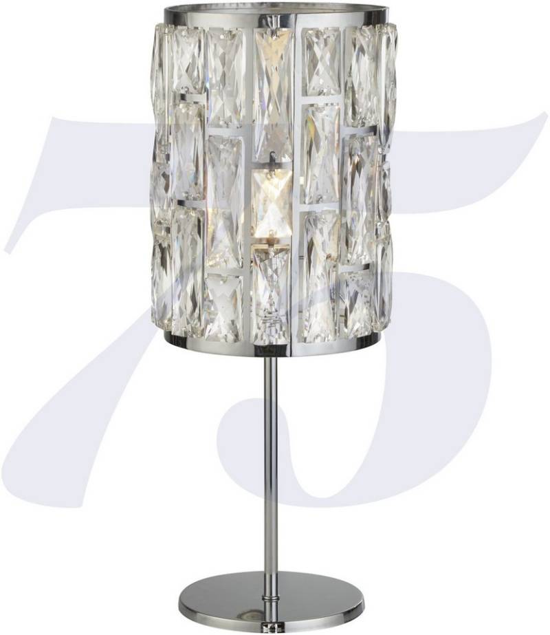 Searchlight Tischleuchte Bijou Table Lamp - Chrome Metal & Crystal Glass, Leuchtmittel wechselbar von Searchlight