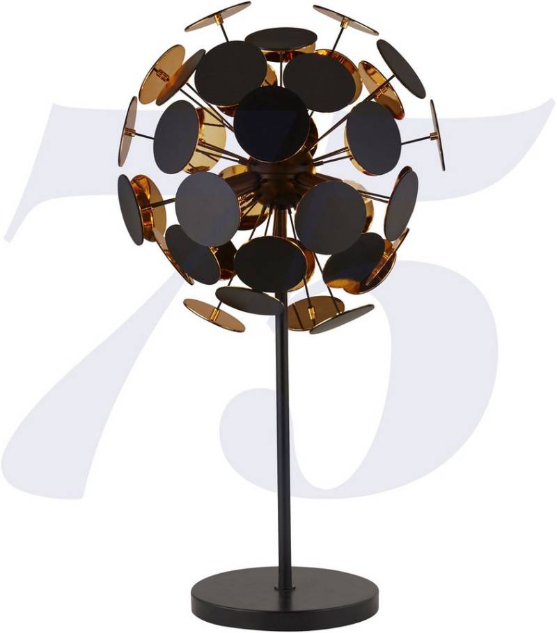 Searchlight Tischleuchte Discus 3Lt Table Lamp - Black Metal & Black & Gold PC Discs, Leuchtmittel wechselbar von Searchlight