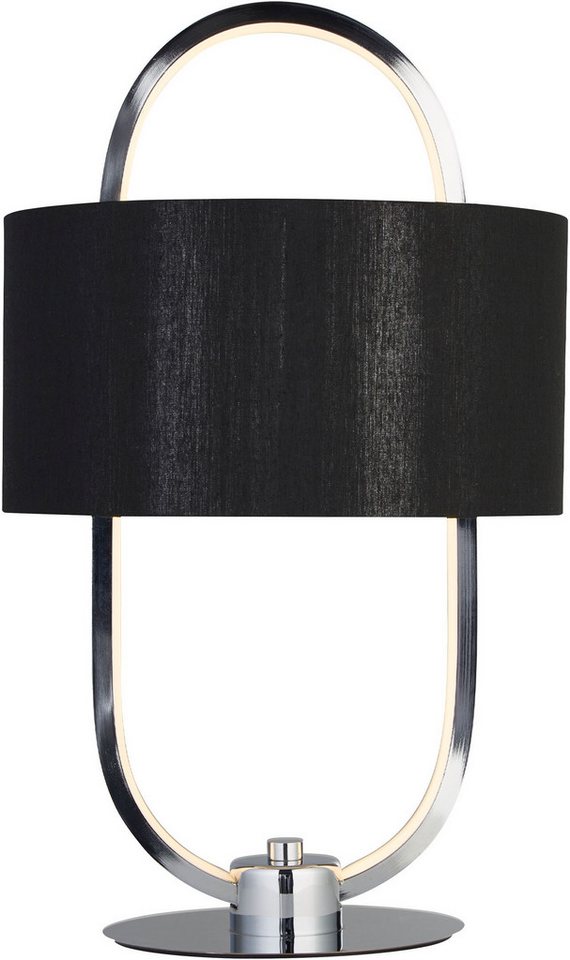 Searchlight Tischleuchte Madrid LED Table Lamp - Chrome & Opal, Black Shade, LED fest integriert, Warmweiß von Searchlight