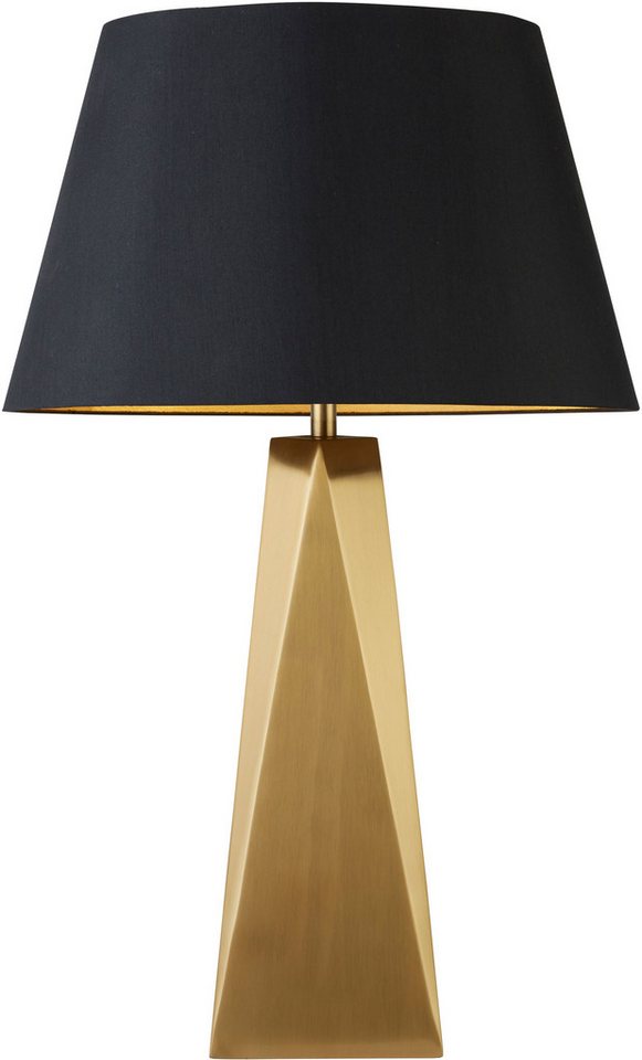 Searchlight Tischleuchte Maldon Table Lamp - Gold Metal & Black Shade with Gold Inner, Leuchtmittel wechselbar von Searchlight