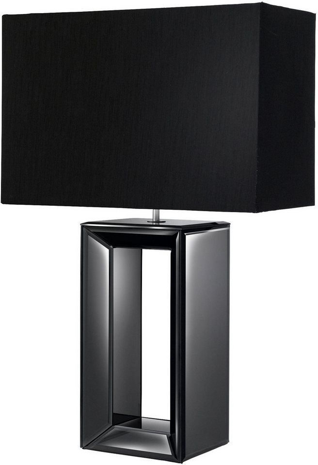 Searchlight Tischleuchte Mirror Table Lamp - Smoked Mirrored Glass & Black Faux Silk, Leuchtmittel wechselbar von Searchlight