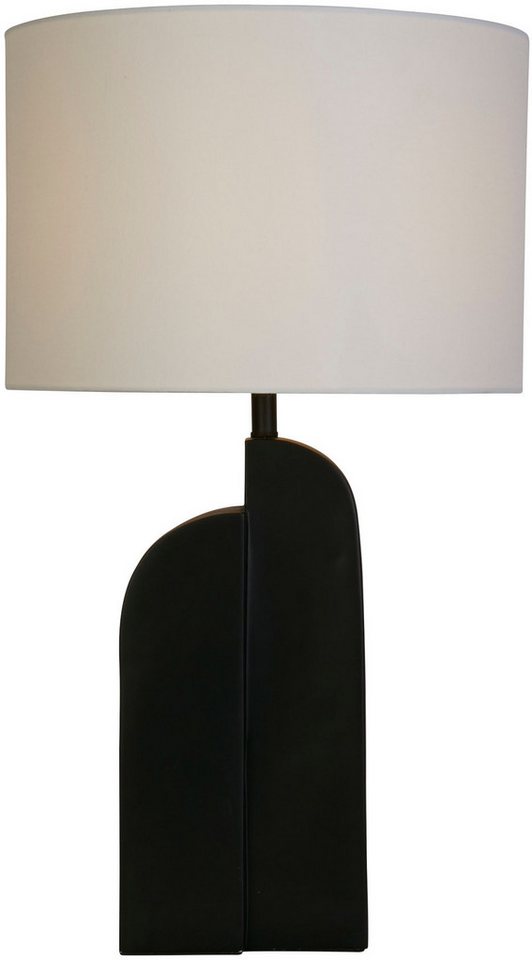 Searchlight Tischleuchte Perth 1Lt Table Lamp, Matt Black Resin & White Linen Shade, Leuchtmittel wechselbar von Searchlight