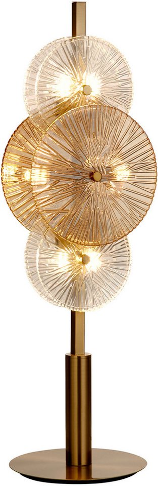 Searchlight Tischleuchte Wagon Wheel 6Lt Table Lamp, Bronze with Clear and Amber Glas, Leuchtmittel wechselbar von Searchlight