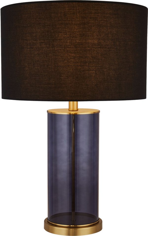 Searchlight Tischleuchte x Liberty Table Lamp - Blue Glass with Black Shade, Leuchtmittel wechselbar von Searchlight