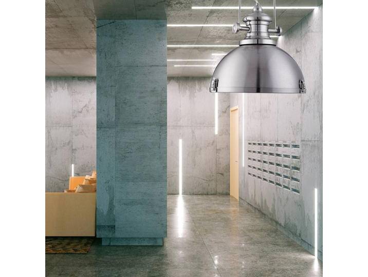 Searchlight Trendige Industrie-Pendelleuchte Silver für Wohn & Esszimmer - Alu - Retro - Metall Searchlight Trendige Industrie-Pendelleuchte Silver für Wohn & Esszimmer - Alu - Retro - Metall von Searchlight