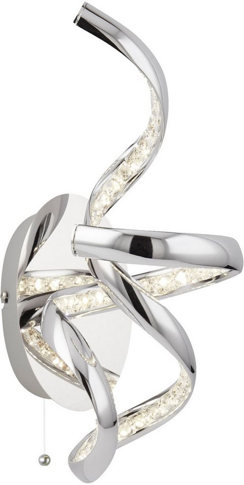 Searchlight Wandleuchte Twirls Wall Light - Chrome Metal & Glass, LED fest integriert, Neutralweiß von Searchlight