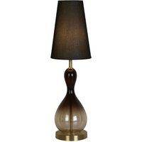 Stilvolle Tischleuchte Stoffschirm Glas E27 67 cm hoch von Searchlight