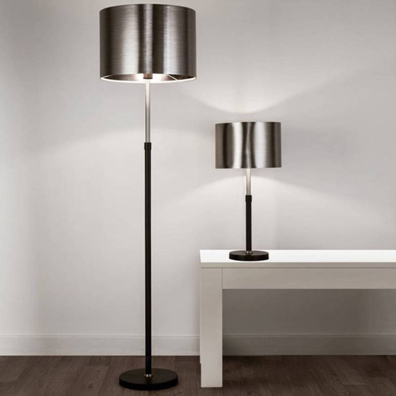 Tischleuchte Column, Schirm schwarz-chrom von Searchlight