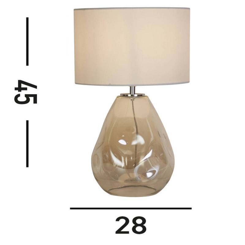 Tischleuchte Devon, weiß/creme, Höhe 44,5 cm, Textil/Glas von Searchlight
