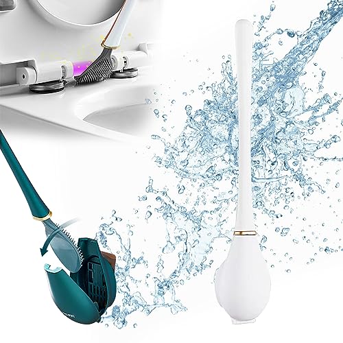 Flexible Toilettenbürste aus Silikon, Klobürste Silikon, Schnelle Reinigung Toilet Brush, Toilettenbürste silikon mit Schnell Trocknendem, Neu Silikon Klobürste mit flachem und biegsamem Kopf (Weiß) von Seasboes