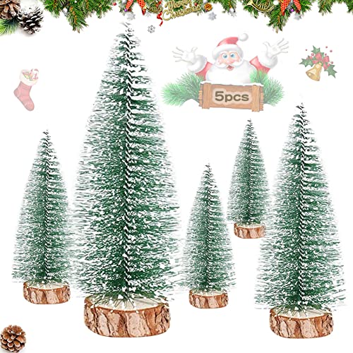 Seasboes 5 Stück Tannenbaum deko, Kleiner Weihnachtsbaum, Mini Grün Tannenbaum, Miniatur Künstlicher Weihnachtsbaum, Tannenbaum für Tischdeko, DIY, Schaufenster (5 Größen) von Seasboes