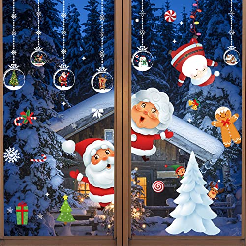 71 Stück Fensterbilder Weihnachten, Weihnachts Dekoration für Fenster, Abnehmbare Fensterdeko, Schneeflocken Fensterbild, Fensteraufkleber PVC, für Türen Schaufenster Vitrinen Glasfronten Deko von Seasboes
