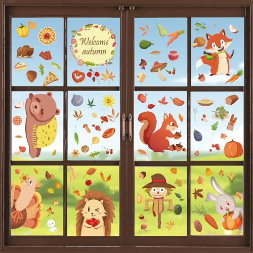 Thanksgiving Fenster Aufkleber, 9 Sheet Erntedankfest Fensteraufkleber, Herbst Fenster Aufkleber, Thanksgiving Dekorationen, Ohne Kleber Statisch Selbsthaftend Fensterdeko Herbstdeko Thanksgiving Fenster Aufkleber, 9 Sheet Erntedankfest Fensteraufkleber, Herbst Fenster Aufkleber, Thanksgiving Dekorationen, Ohne Kleber Statisch Selbsthaftend Fensterdeko Herbstdeko von Seasboes