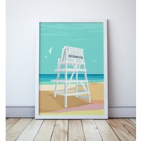 Die Hamptons Beach New York Kunstdruck, Easthampton Illustriert Reiseplakat von SeascapePrintsStudio