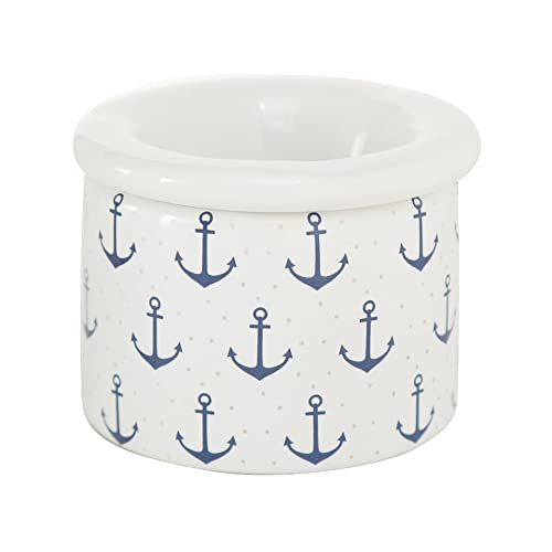 Seaside No.64 Aschenbecher mit Deckel Keramik Sturmaschenbecher Maritimes Design (Blau gepunktet Anker all over) von Seaside No.64