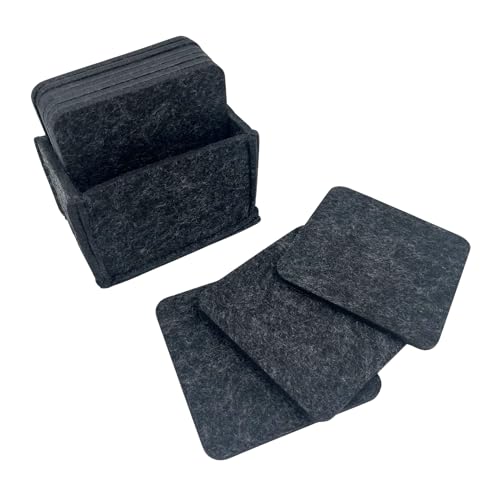 Seaside No.64 - Filzuntersetzer für Gläser/Tassen mit Aufbewahrungsbox - Getränkeuntersetzer im 10er-Set - pflegeleichter, dekorativer Schutz für Tische im Wohnzimmer (anthrazit, 10x10cm) von Seaside No.64