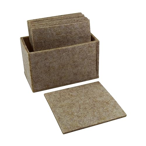 Seaside No.64 - Filzuntersetzer für Gläser/Tassen mit Aufbewahrungsbox - Getränkeuntersetzer im 10er-Set - pflegeleichter, dekorativer Schutz für Tische im Wohnzimmer (beige, 10x10cm) von Seaside No.64