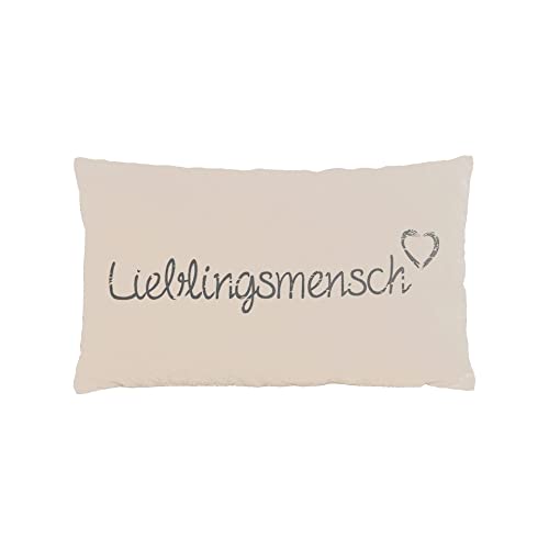 Seaside No.64 - Kissen Lieblingsmensch in creme mit grauer Schrift - 30 x 50 cm mit Reißverschluss für dein Bett, Sofa, Boot oder die Terrasse - Geschenkartikel kombinierbar mit der Serie von Seaside No.64