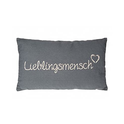 Seaside No.64 - Kissen Lieblingsmensch in grau mit heller Schrift - 30 x 50 cm mit Reißverschluss für dein Bett, Sofa, Boot oder die Terrasse - Geschenkartikel kombinierbar mit der Serie von Seaside No.64