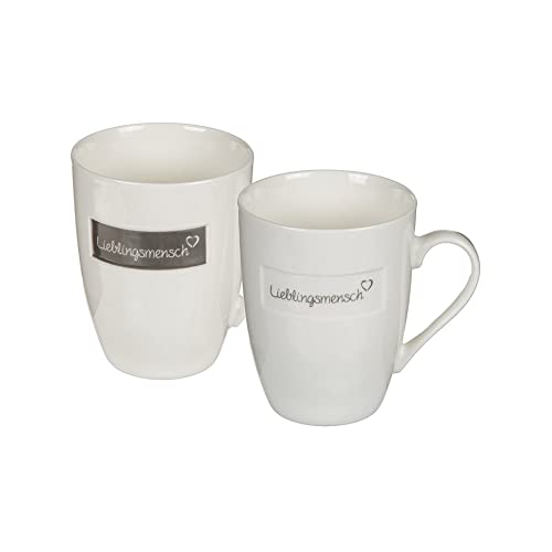 Seaside No.64 - Tassen-Set Lieblingsmensch je 1x weißer und 1x grauer Hintergrund - Becher für dein Frühstück, Brunch, Kaffee, Tee, Kaltgetränk - Geschenkartikel kombinierbar mit der Serie von Seaside No.64