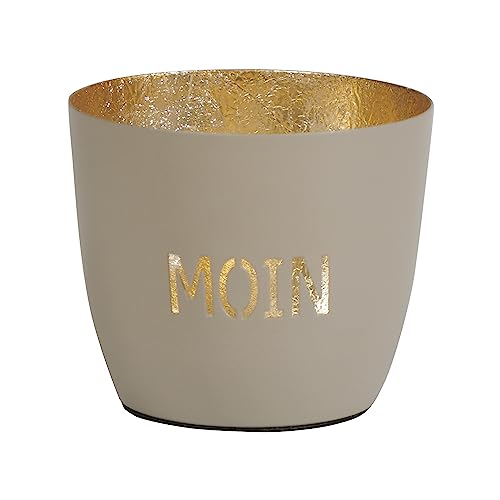 Seaside No.64 - Maritime Windlichter Baltic aus Metall mit ausgestanzten Motiven - Verschiedene Farbkombinationen für Teelichter & Stumpenkerzen in Haus und Garten (Moin - Sand, Gold) von Seaside No.64