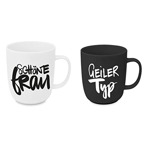 Seaside No.64 - Schöne Frau/Geiler Typ - weiße und Schwarze Tasse als Set - Becher für Dein Frühstück, Brunch, Kaffee, Tee, Kaltgetränk - Geschenkartikel kombinierbar mit Anderen Produkten der Serie von Seaside No.64