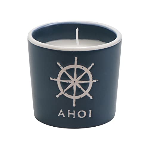 Seaside No.64 - Steingut Steinzeug - Kerze Windlicht Kerzentopf - Geschenkartikel - Maritim blau weiß rund - Anker Steuerrad Papierboot – Candle Deko Teelicht (Kerze Steuerrad, blau) Seaside No.64 - Steingut Steinzeug - Kerze Windlicht Kerzentopf - Geschenkartikel - Maritim blau weiß rund - Anker Steuerrad Papierboot – Candle Deko Teelicht (Kerze Steuerrad, blau) von Seaside No.64