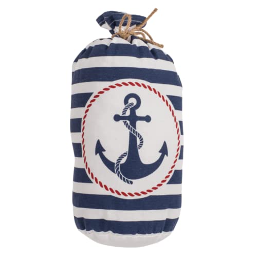 Seaside No.64 - maritimer Türstopper aus Stoff mit Motiv/Logo - blau-weiß gestreift mit Anker auch als Fensterstopper - moderner Beutel für Wohnzimmer, Schlafzimmer, Kinderzimmer von Seaside No.64