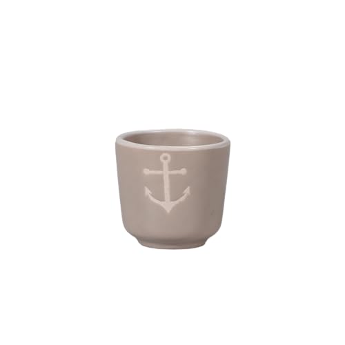 Seaside No.64 - maritimes Steingut-Geschirr in beige - Mix & Match Serie aus Keramik - nautische Motive zum Kombinieren - Küchenzubehör, Geschenkartikel (Eierbecher, Anker) von Seaside No.64
