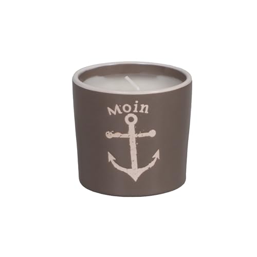 Seaside No.64 - maritimes Steingut-Geschirr in taupe - Mix & Match Serie aus Keramik - nautische Motive zum Kombinieren - Küchenzubehör, Geschenkartikel (Kerze, Anker) von Seaside No.64