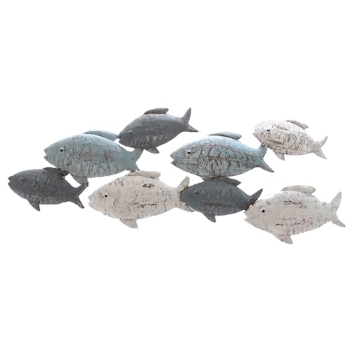 Seaside No.64 - maritimes Wandobjekt in Form eines Fischschwarm mit 8 Fischen in creme-weiß und blau aus Metall - Zeitlose Wohndekoration zum Aufhängen in allen Räumen (klein) Seaside No.64 - maritimes Wandobjekt in Form eines Fischschwarm mit 8 Fischen in creme-weiß und blau aus Metall - Zeitlose Wohndekoration zum Aufhängen in allen Räumen (klein) von Seaside No.64