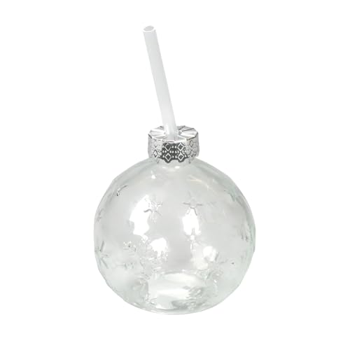 Seaside No.64 - weihnachtlich geformte Trinkgläser mit Trinkhalm für Dekoration und Lieblingsgetränk - Trinkgefäße mit Strohhalm als Eyecatcher auf deiner Tafel (Baumkugel mit Schneeflocken) von Seaside No.64