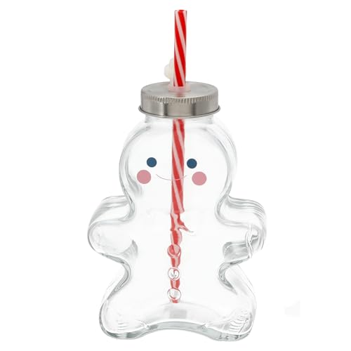 Seaside No.64 - weihnachtlich geformte Trinkgläser mit Trinkhalm für Dekoration und Lieblingsgetränk - Trinkgefäße mit Strohhalm als Eyecatcher auf deiner Tafel (Lebkuchenfigur) von Seaside No.64
