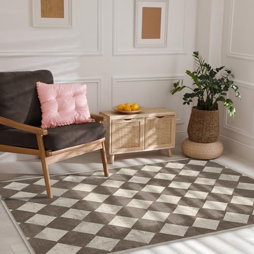 Season wind Waschbare geometrische Teppiche, 7,6 x 12,7 cm, modern, neutral, rutschfest, niedriger Flor, für den Innenbereich, kleiner Teppich für Wohnzimmer, Schlafzimmer, Esszimmer, Küche Season wind Waschbare geometrische Teppiche, 7,6 x 12,7 cm, modern, neutral, rutschfest, niedriger Flor, für den Innenbereich, kleiner Teppich für Wohnzimmer, Schlafzimmer, Esszimmer, Küche von Season wind