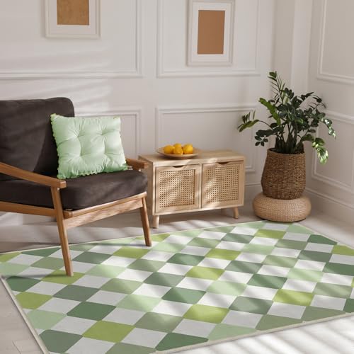 Season wind Waschbarer, moderner Teppich für Wohnzimmer, Schlafzimmer, Esszimmer, Küche, 7,6 x 12,7 cm, rutschfest, niedriger Flor, für den Innenbereich, kleiner Teppich, Grün Season wind Waschbarer, moderner Teppich für Wohnzimmer, Schlafzimmer, Esszimmer, Küche, 7,6 x 12,7 cm, rutschfest, niedriger Flor, für den Innenbereich, kleiner Teppich, Grün von Season wind
