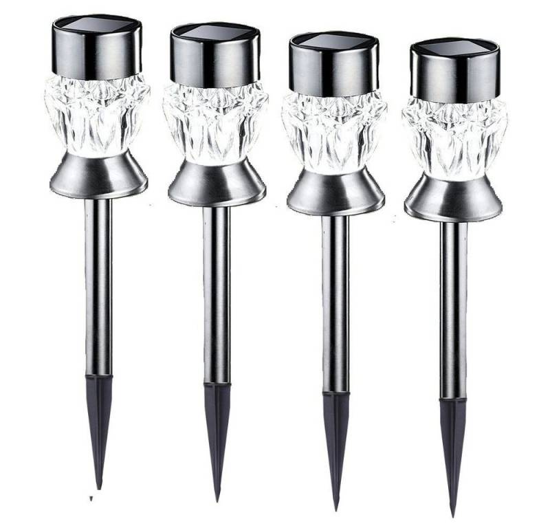 Seasonals LED Solarleuchte 1028 LED Solarstäbe "Gem" weiß 4er Set silber von Seasonals