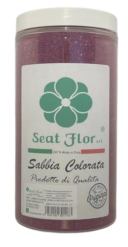 Seat Flor srl® Sabbia colorata, sabbia per decorazioni, sabbia per wedding, sabbia mis. 0.3/0.7 mm. in barattolo da 750 gr. (25 colori disponibili) (Bordeaux) von Seat Flor